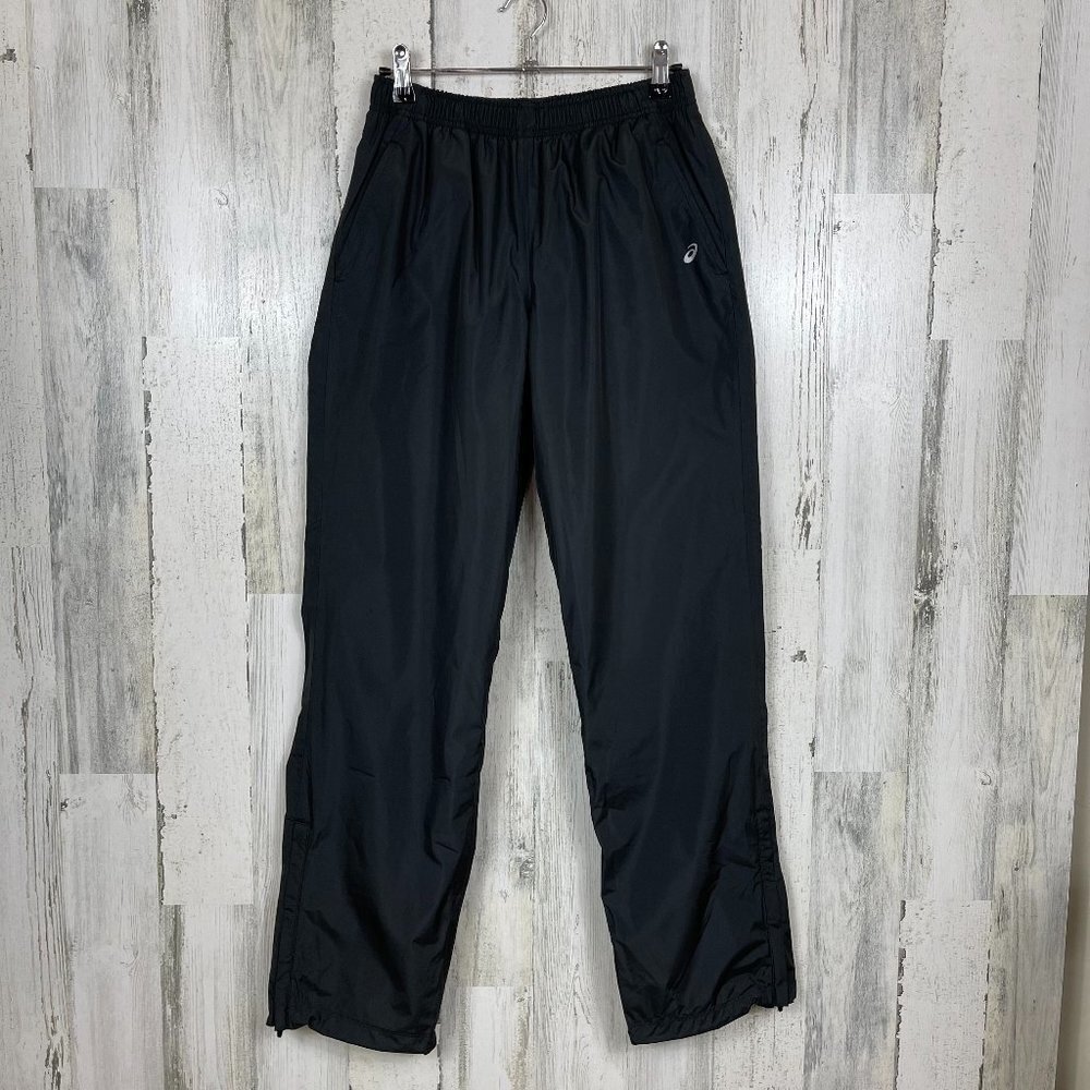 asics track pant zip ankles activewear athletic‎ S sporty running workout black